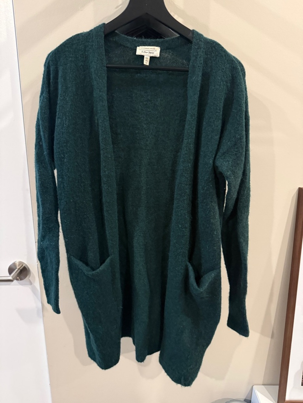 & Other Stories Forest Green Open-Front Pocket Cardigan